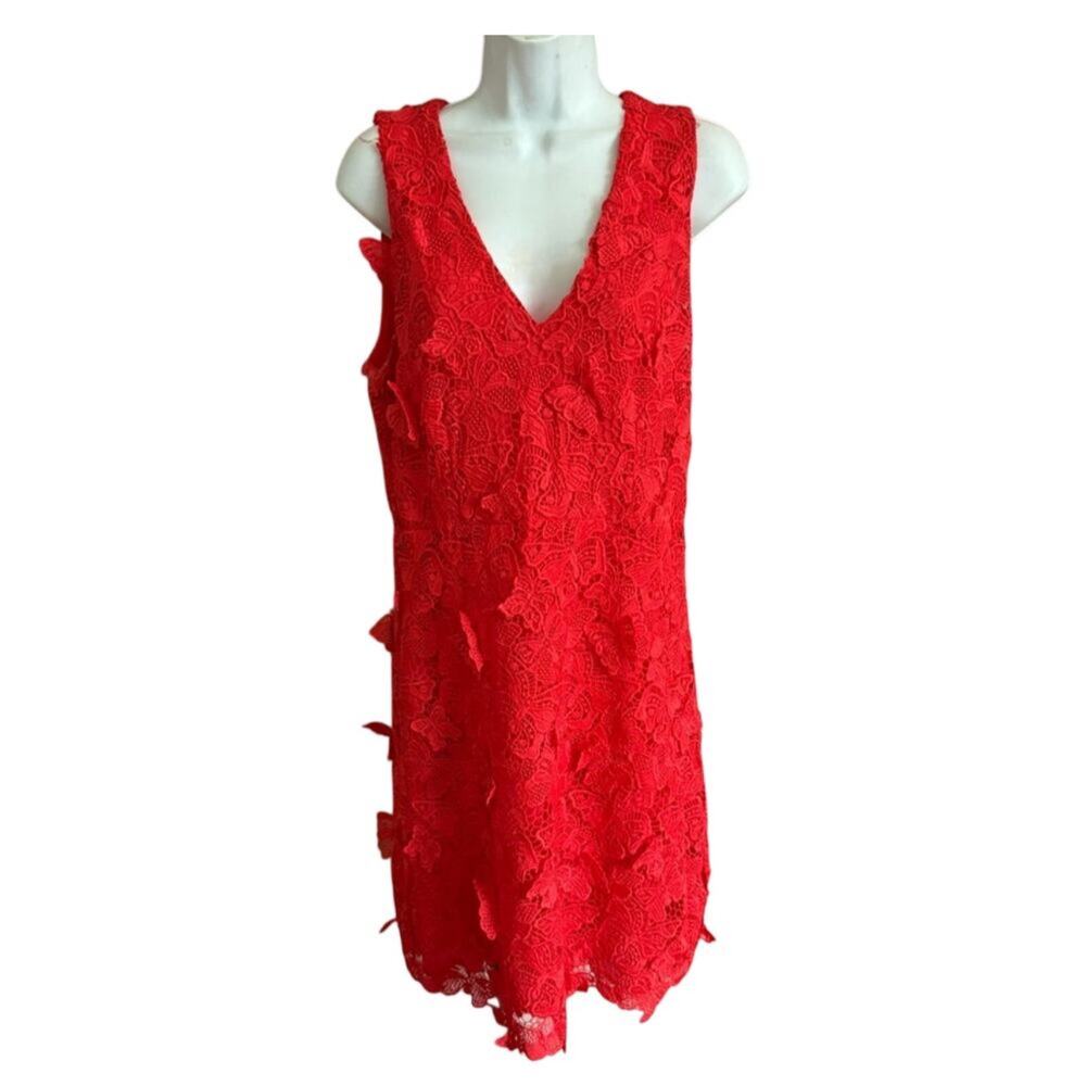 EUC Michael Kors Poppy Red Butterfly Shift Dress Size 6